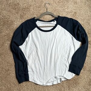 Faherty women’s Long Sleeve Tee - Dark Blue and White